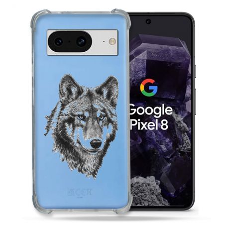 Coque Transparente Renforcée En Verre Trempé Pour Google Pixel 8 Loup
