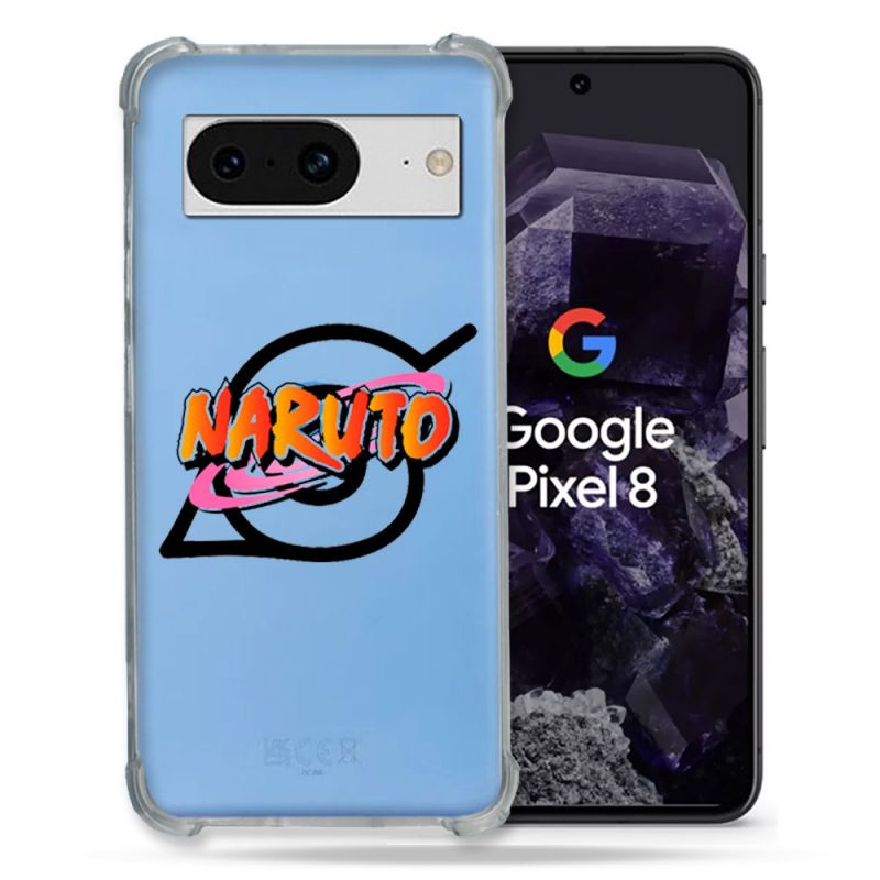 Coque Transparente Renforcée En Verre Trempé Pour Google Pixel 8 Naruto Logo