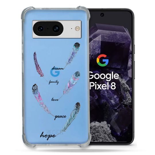 Coque Transparente Renforcée En Verre Trempé Pour Google Pixel 8 Plume Couleur