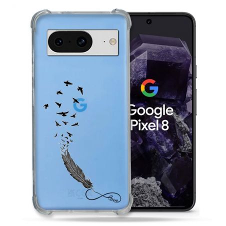 Coque Transparente Renforcée En Verre Trempé Pour Google Pixel 8 Plume Infini