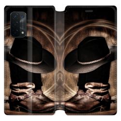 Housse cuir portefeuille pour Samsung Galaxy A54 5G Cow Boy Chapeau