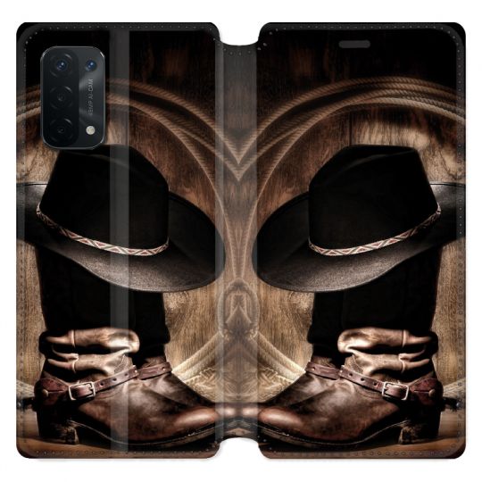 Housse cuir portefeuille pour Samsung Galaxy A54 5G Cow Boy Chapeau