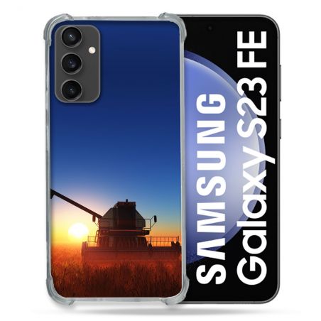 Coque Renforcée En Verre Trempé PourSamsung Galaxy S23 FE Agriculture Moissonneuse Soleil