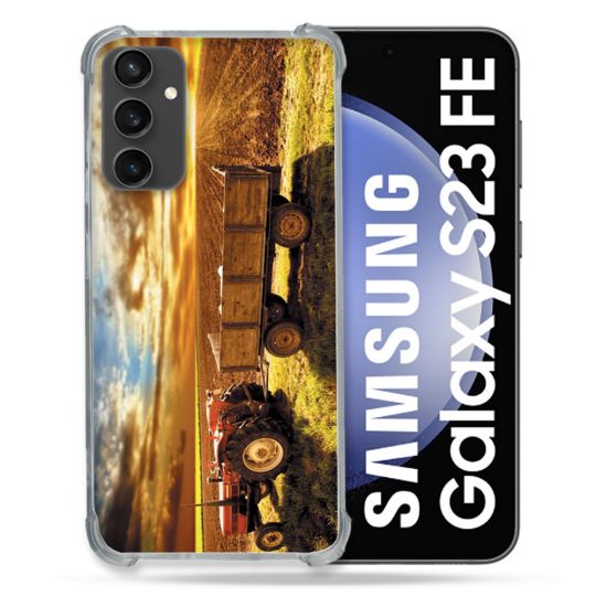Coque Renforcée En Verre Trempé PourSamsung Galaxy S23 FE Agriculture Tracteur Color