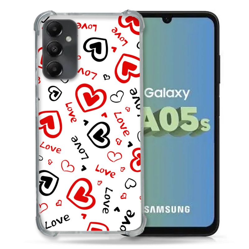 Coque Renforcée En Verre Trempé PourSamsung Galaxy A05S Amour Love