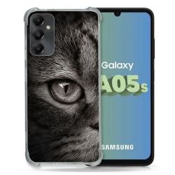 Coque Renforcée En Verre Trempé PourSamsung Galaxy A05S Animal Chat Gris
