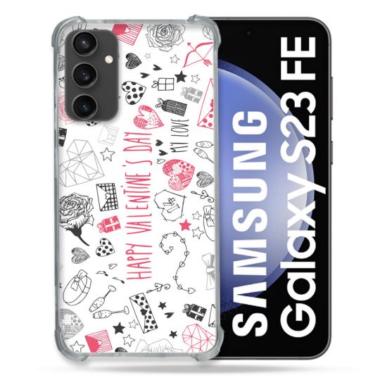 Coque Renforcée En Verre Trempé PourSamsung Galaxy S23 FE Amour Valentines