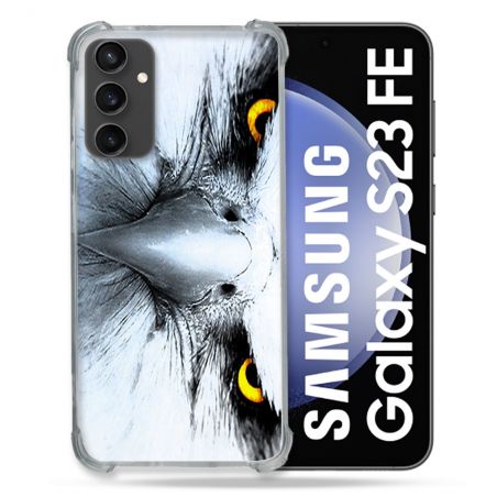 Coque Renforcée En Verre Trempé PourSamsung Galaxy S23 FE Animal Aigle Royal Blanc