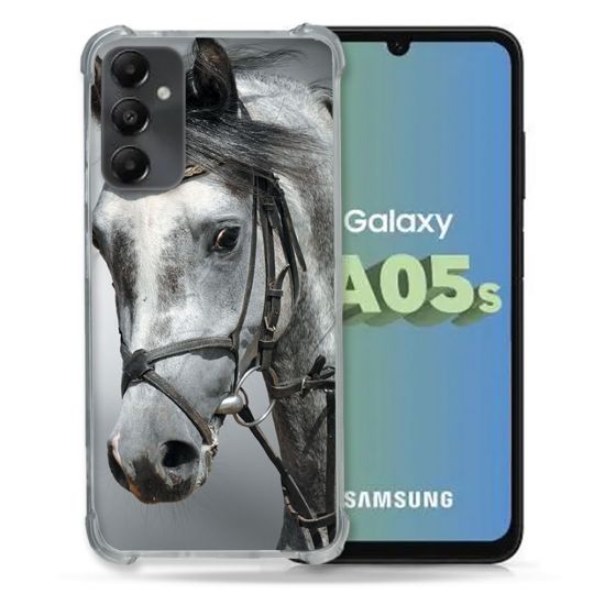 Coque Renforcée En Verre Trempé PourSamsung Galaxy A05S Animal Cheval Blanc