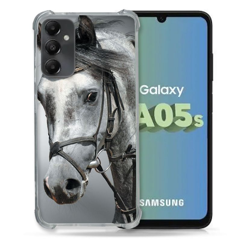 Coque Renforcée En Verre Trempé PourSamsung Galaxy A05S Animal Cheval Blanc