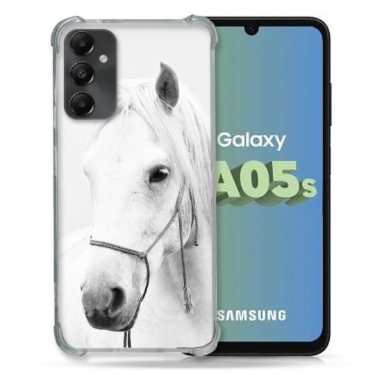 Coque Renforcée En Verre Trempé PourSamsung Galaxy A05S Animal Cheval Cristal