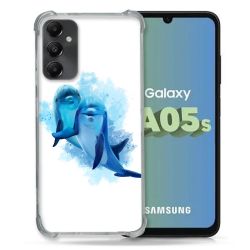 Coque Renforcée En Verre Trempé PourSamsung Galaxy A05S Animal Dauphin Duo