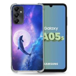Coque Renforcée En Verre Trempé PourSamsung Galaxy A05S Animal Dauphin Vague