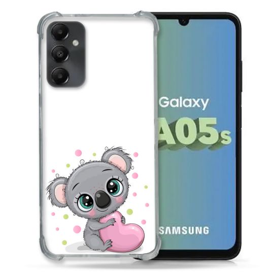 Coque Renforcée En Verre Trempé PourSamsung Galaxy A05S Animal Koala Cœur