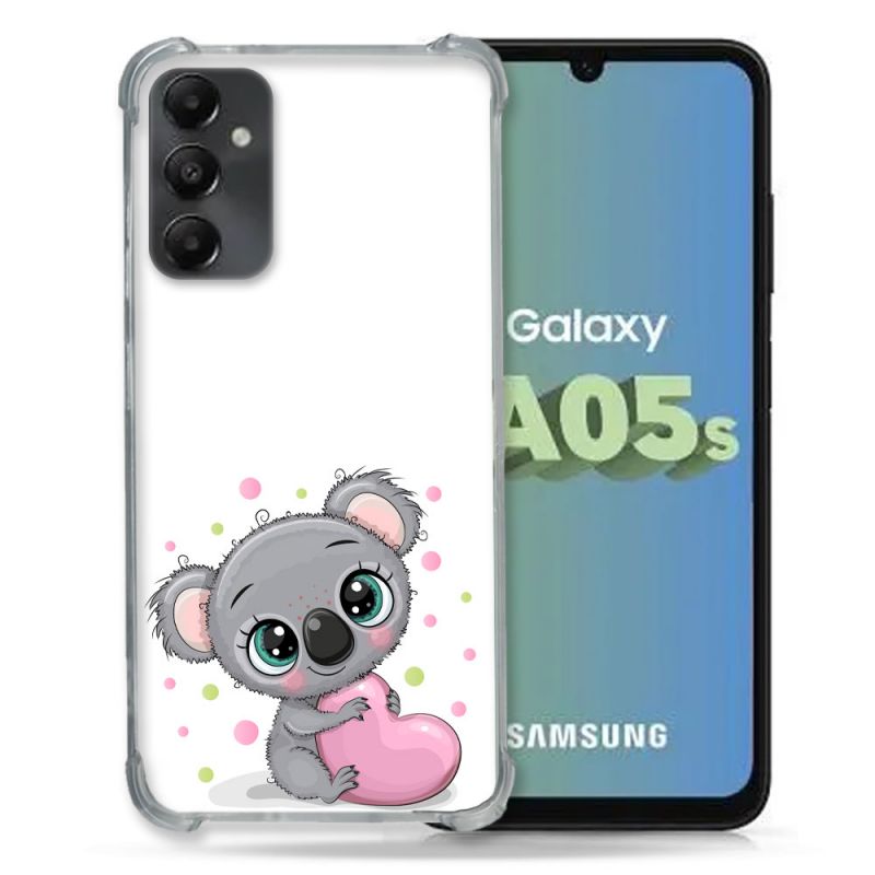 Coque Renforcée En Verre Trempé PourSamsung Galaxy A05S Animal Koala Cœur