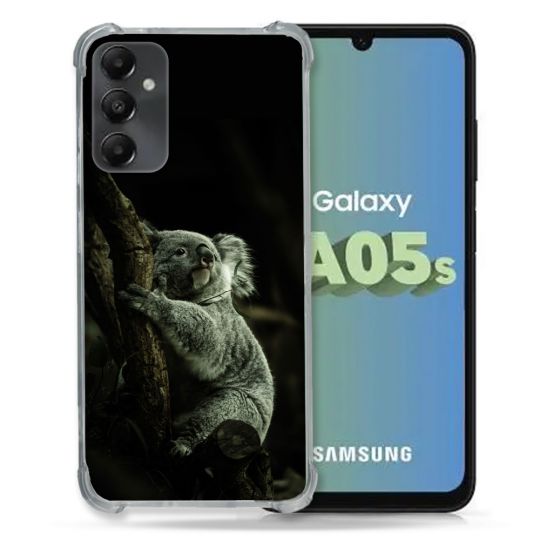 Coque Renforcée En Verre Trempé PourSamsung Galaxy A05S Animal Koala Noir