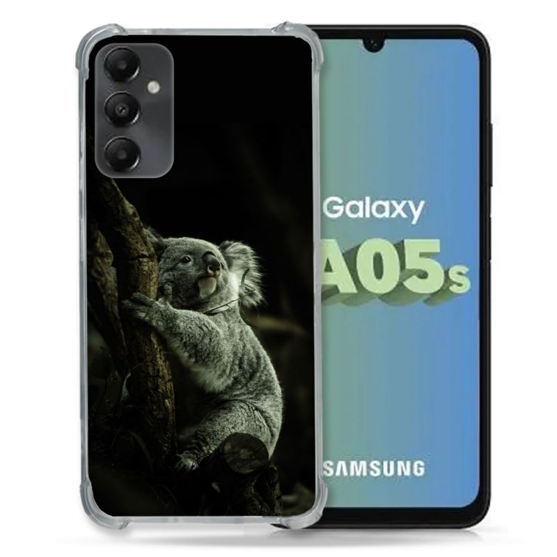 Coque Renforcée En Verre Trempé PourSamsung Galaxy A05S Animal Koala Noir