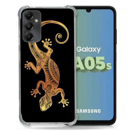 Coque Renforcée En Verre Trempé PourSamsung Galaxy A05S Animal Lezard Noir