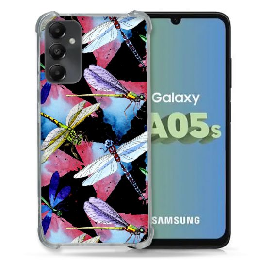 Coque Renforcée En Verre Trempé PourSamsung Galaxy A05S Animal Libellule