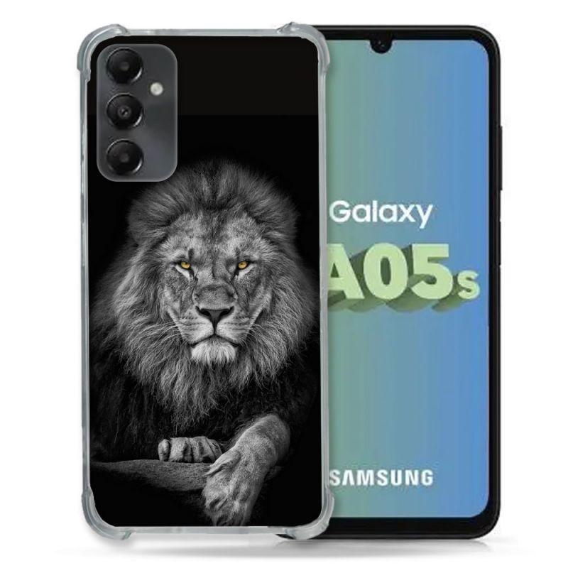 Coque Renforcée En Verre Trempé PourSamsung Galaxy A05S Animal Lion Majestueux