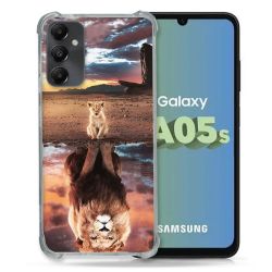 Coque Renforcée En Verre Trempé PourSamsung Galaxy A05S Animal Lion Reflet