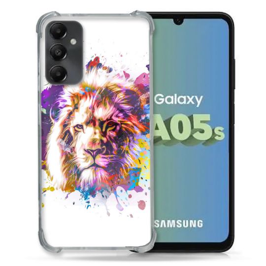 Coque Renforcée En Verre Trempé PourSamsung Galaxy A05S Animal Lion Tag