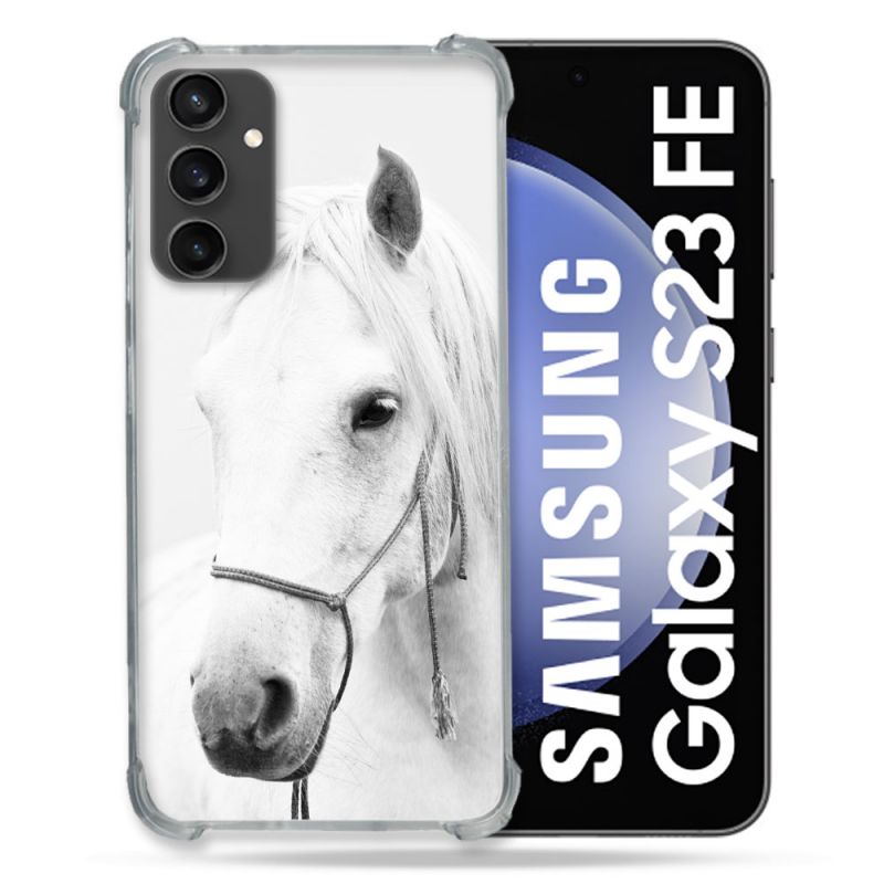Coque Renforcée En Verre Trempé PourSamsung Galaxy S23 FE Animal Cheval Cristal