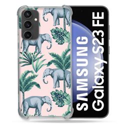 Coque Renforcée En Verre Trempé PourSamsung Galaxy S23 FE Animal Elephant Pattern