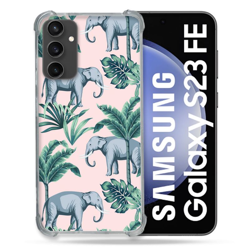 Coque Renforcée En Verre Trempé PourSamsung Galaxy S23 FE Animal Elephant Pattern