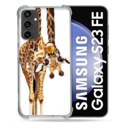 Coque Renforcée En Verre Trempé PourSamsung Galaxy S23 FE Animal Girafe Blanche