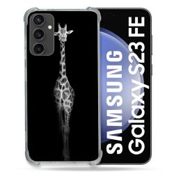 Coque Renforcée En Verre Trempé PourSamsung Galaxy S23 FE Animal Girafe Noire