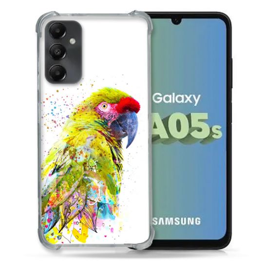 Coque Renforcée En Verre Trempé PourSamsung Galaxy A05S Animal Perroquet Jaune