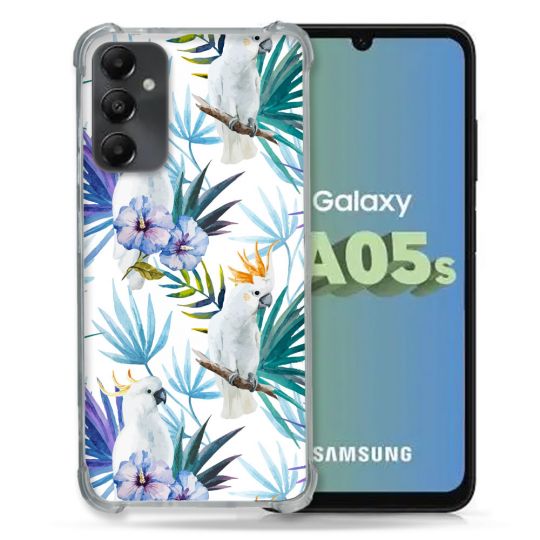 Coque Renforcée En Verre Trempé PourSamsung Galaxy A05S Animal Perroquet Peinture