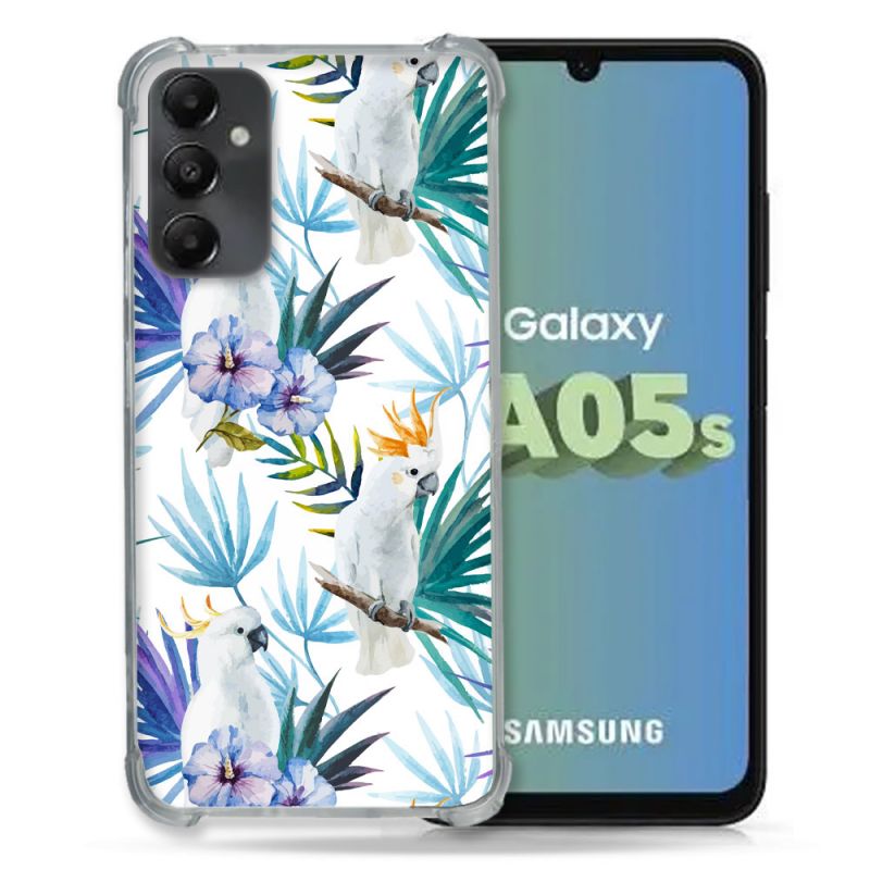 Coque Renforcée En Verre Trempé PourSamsung Galaxy A05S Animal Perroquet Peinture