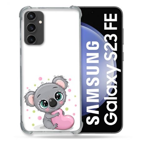 Coque Renforcée En Verre Trempé PourSamsung Galaxy S23 FE Animal Koala Cœur