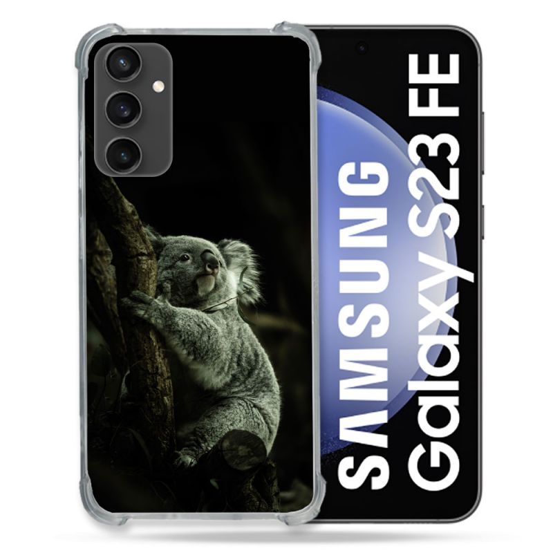 Coque Renforcée En Verre Trempé PourSamsung Galaxy S23 FE Animal Koala Noir