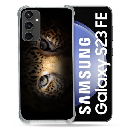 Coque Renforcée En Verre Trempé PourSamsung Galaxy S23 FE Animal Leopard Yeux
