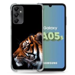 Coque Renforcée En Verre Trempé PourSamsung Galaxy A05S Animal Tigre Noir
