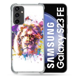 Coque Renforcée En Verre Trempé PourSamsung Galaxy S23 FE Animal Lion Tag