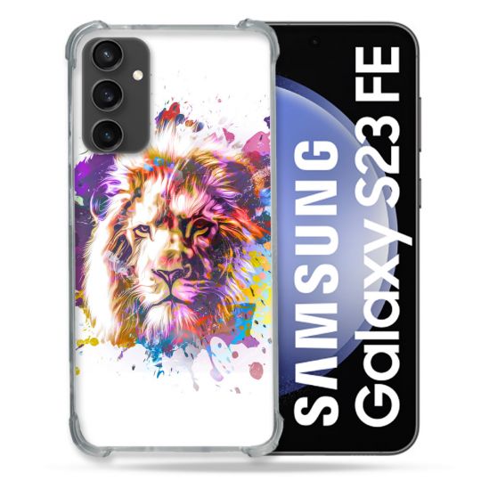 Coque Renforcée En Verre Trempé PourSamsung Galaxy S23 FE Animal Lion Tag