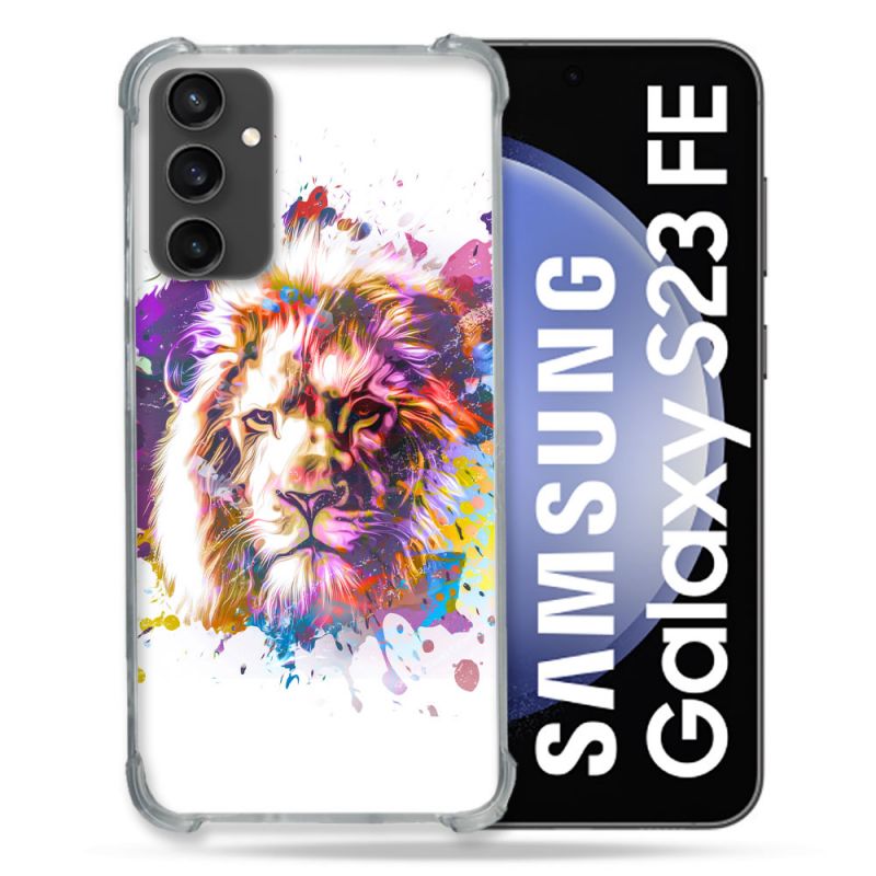 Coque Renforcée En Verre Trempé PourSamsung Galaxy S23 FE Animal Lion Tag