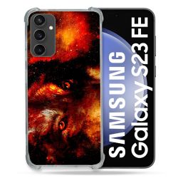 Coque Renforcée En Verre Trempé PourSamsung Galaxy S23 FE Animal Loup Espace