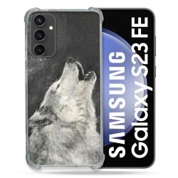 Coque Renforcée En Verre Trempé PourSamsung Galaxy S23 FE Animal Loup Hurlement