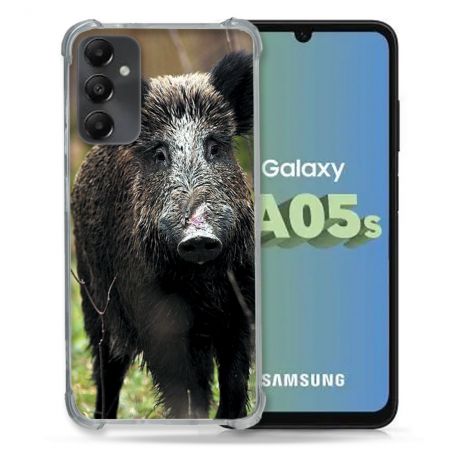 Coque Renforcée En Verre Trempé PourSamsung Galaxy A05S Chasse Sanglier bois