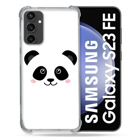 Coque Renforcée En Verre Trempé PourSamsung Galaxy S23 FE Animal Panda Blanc