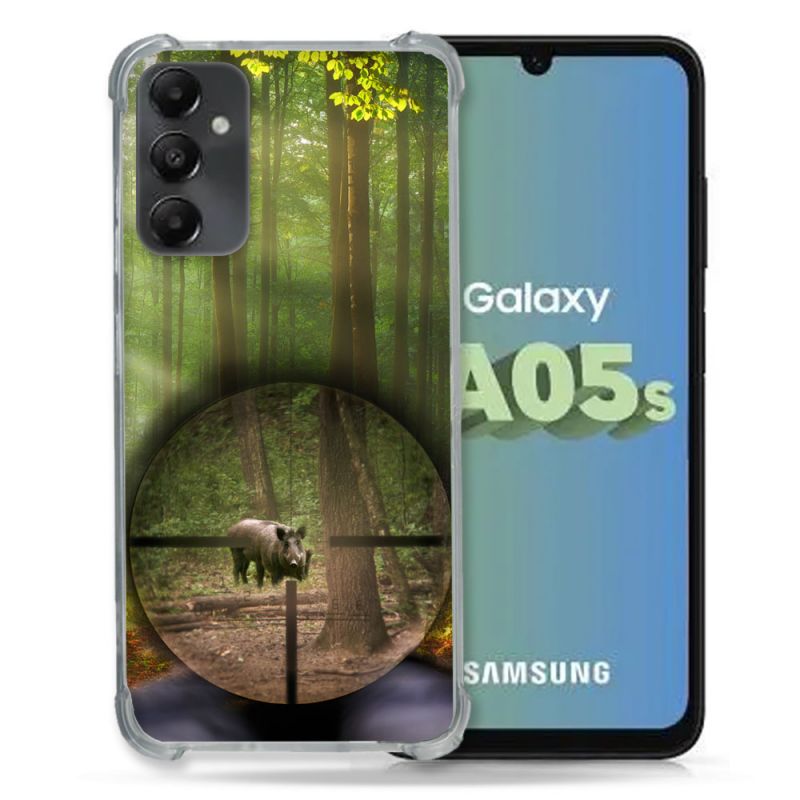 Coque Renforcée En Verre Trempé PourSamsung Galaxy A05S Chasse Sanglier Viseur