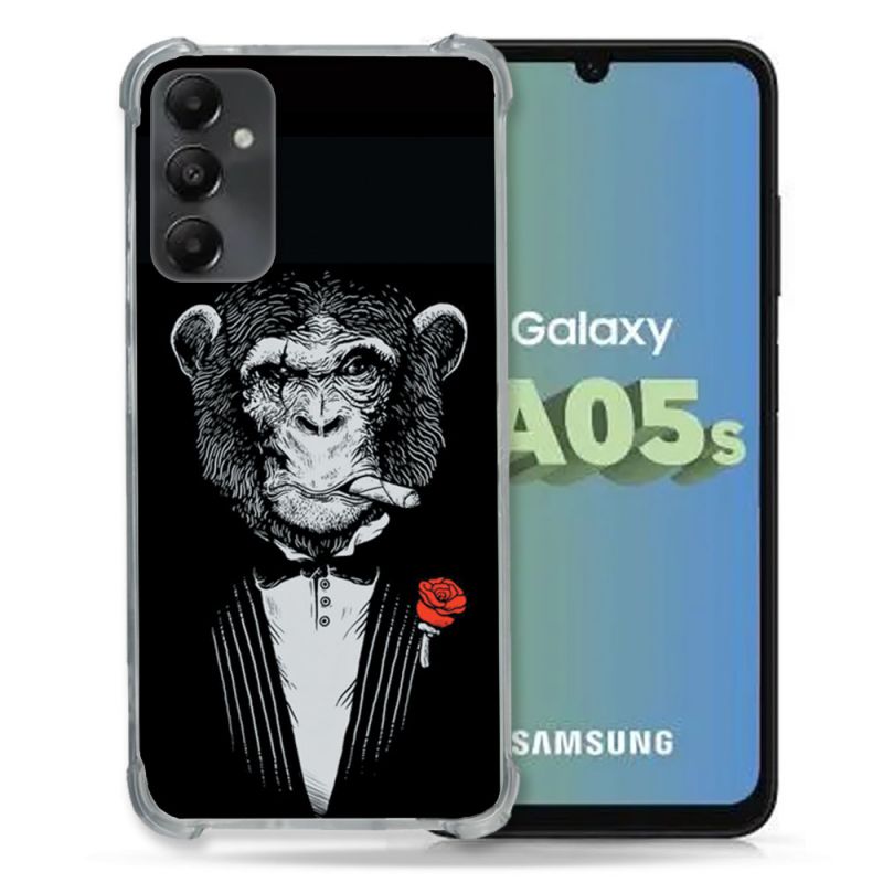 Coque Renforcée En Verre Trempé PourSamsung Galaxy A05S Decale Singe Mafia