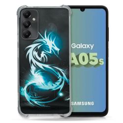 Coque Renforcée En Verre Trempé PourSamsung Galaxy A05S Fantastique Dragon Bleu