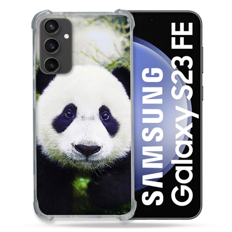 Coque Renforcée En Verre Trempé PourSamsung Galaxy S23 FE Animal Panda Cœur