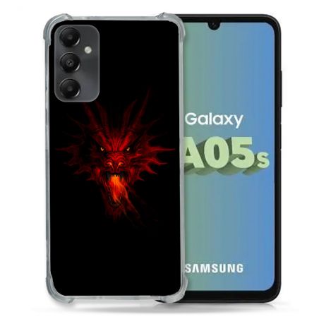 Coque Renforcée En Verre Trempé PourSamsung Galaxy A05S Fantastique Dragon Feu